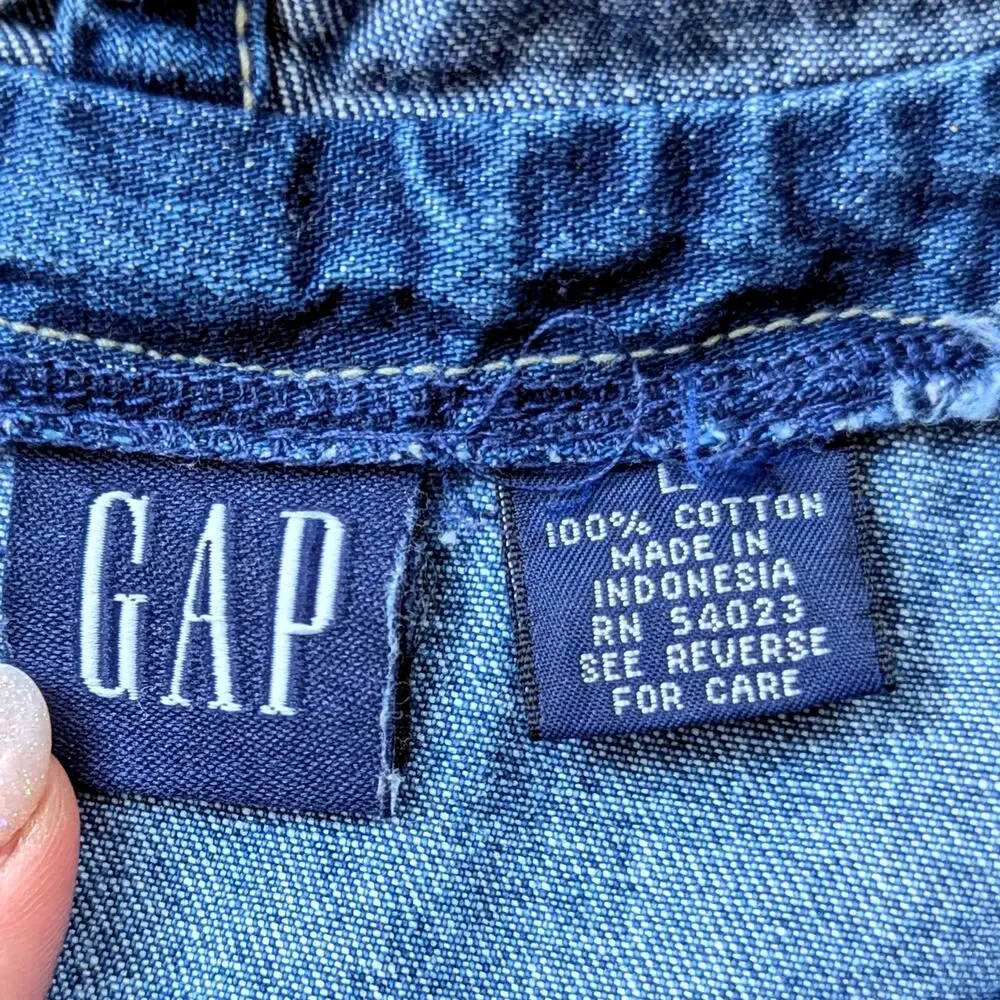 Vintage 90s GAP Girls Denim Hoodie Jumper Dress | Kangaroo Pocket | Size L 10-12